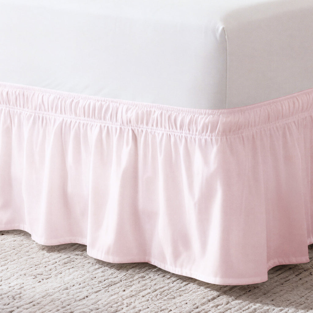 Ruffled Elastic Wrap Around Bedskirt 12 Inch Drop