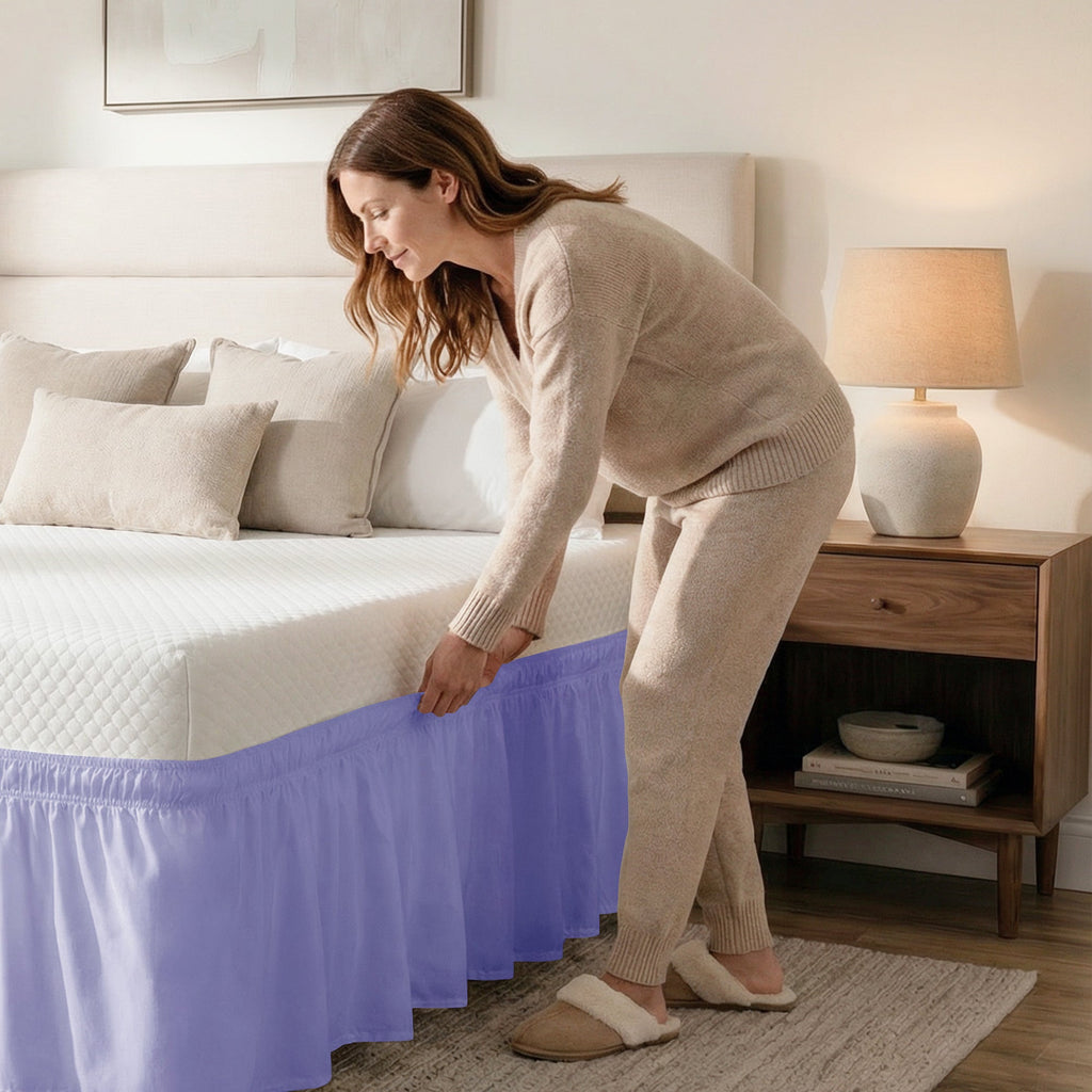 Ruffled Elastic Wrap Around Bedskirt 12 Inch Drop