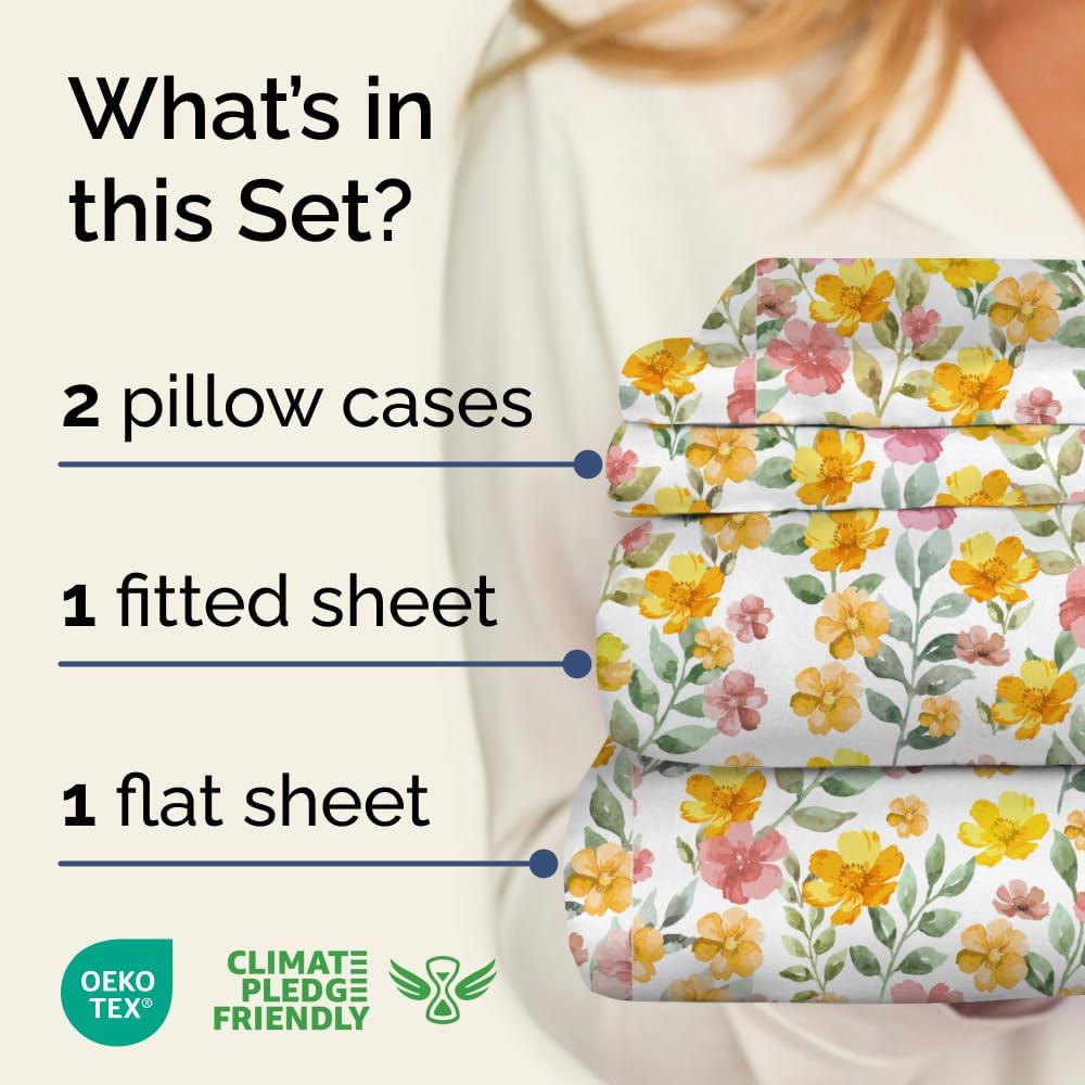 4 Piece Floral Sheet Set