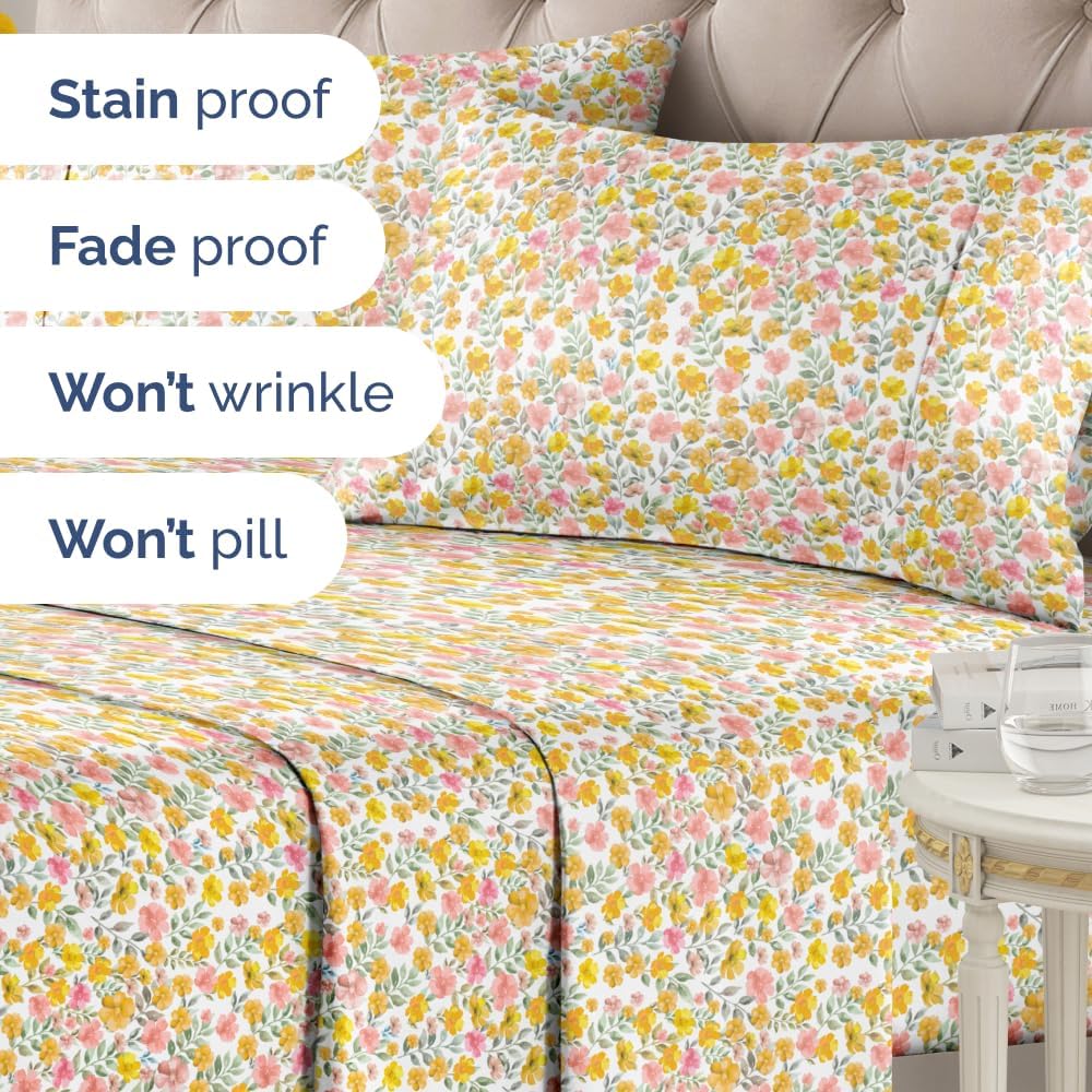 4 Piece Floral Sheet Set
