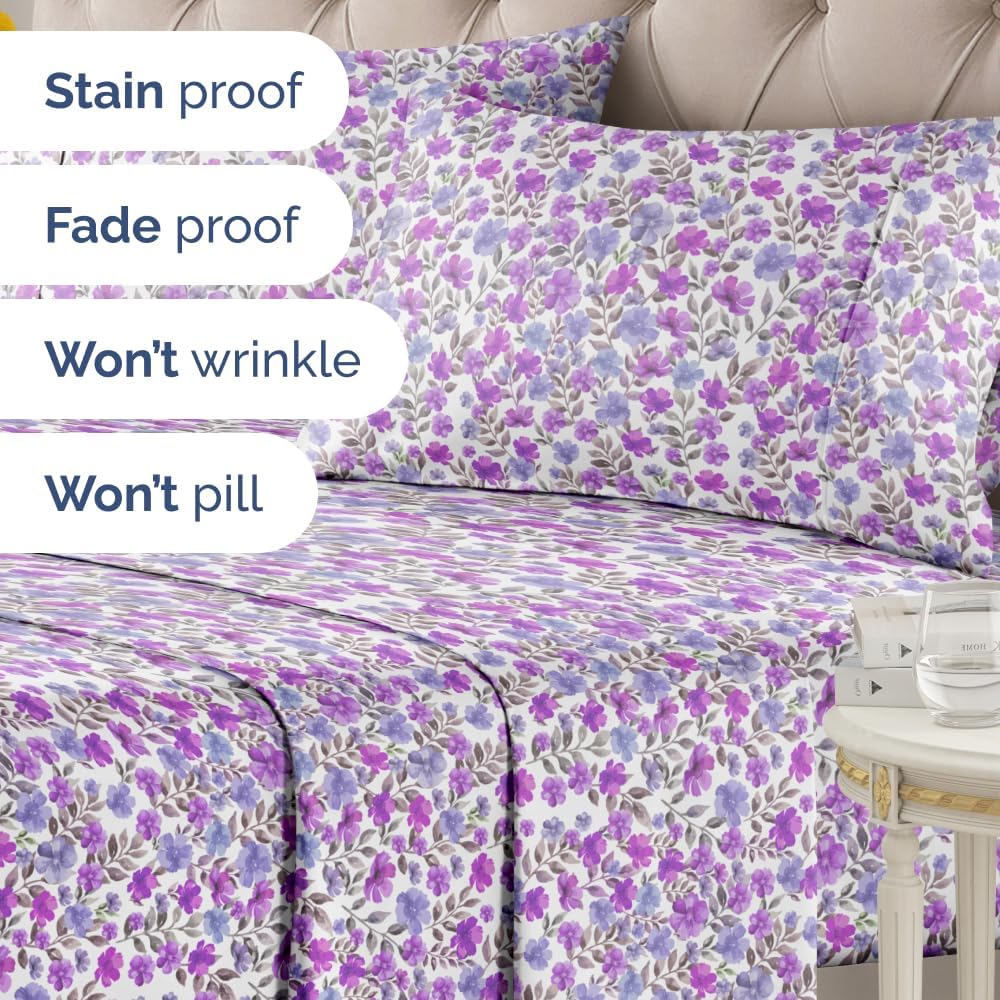 4 Piece Floral Sheet Set