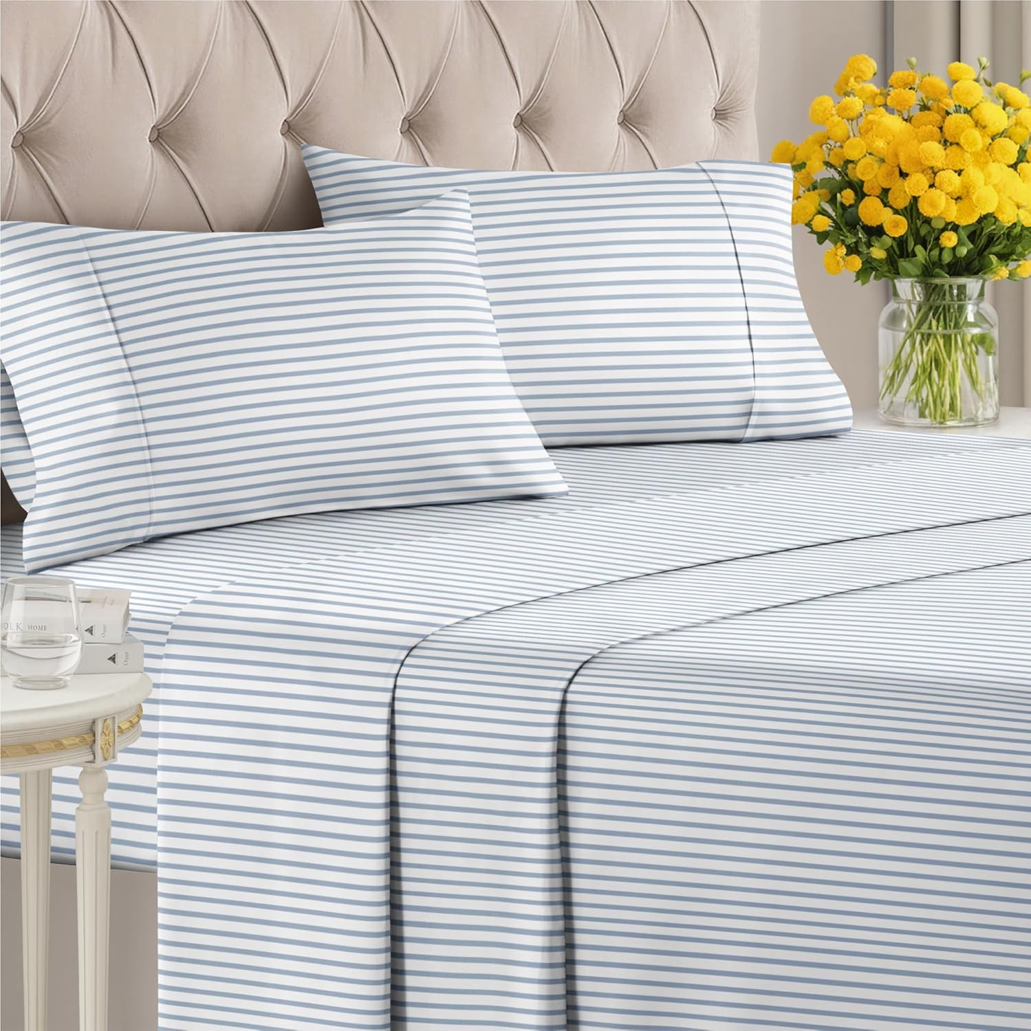 4 Piece Striped Sheet Set