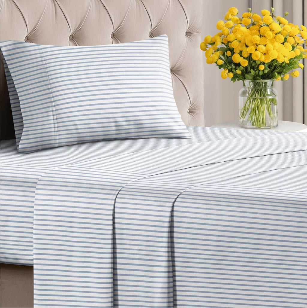 4 Piece Striped Sheet Set