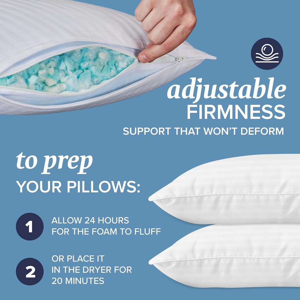 Adjustable Memory Foam Pillow Set of 2
