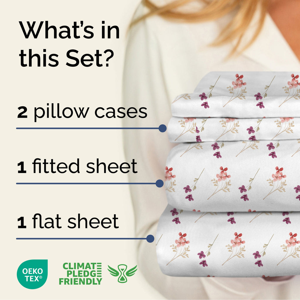 4 Piece Floral Sheet Set