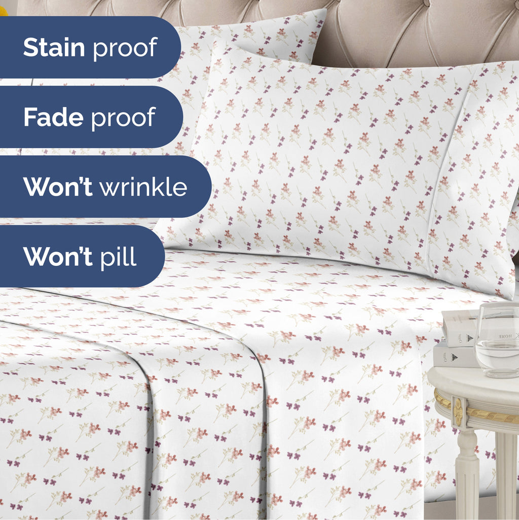4 Piece Floral Sheet Set
