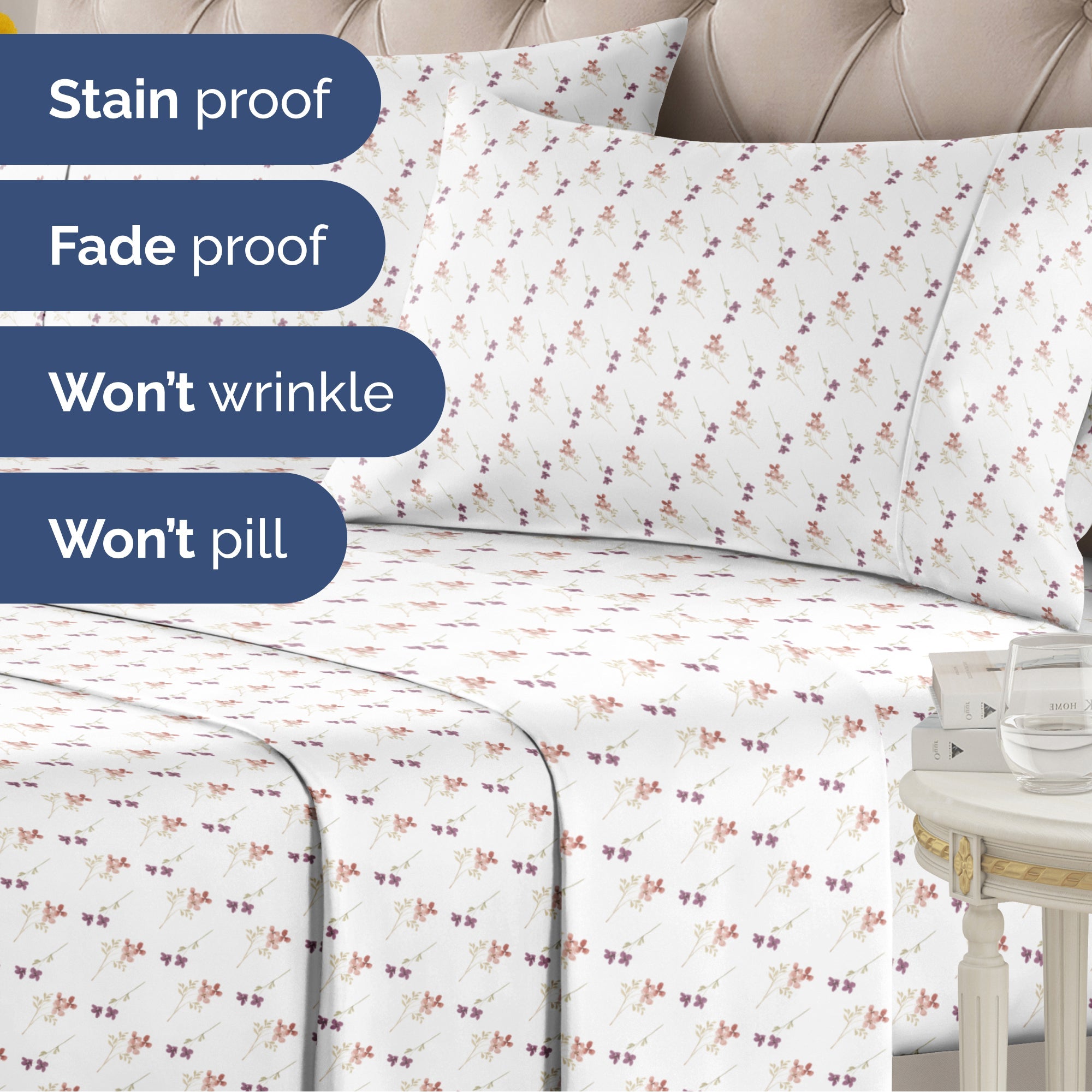 4 Piece Floral Sheet Set