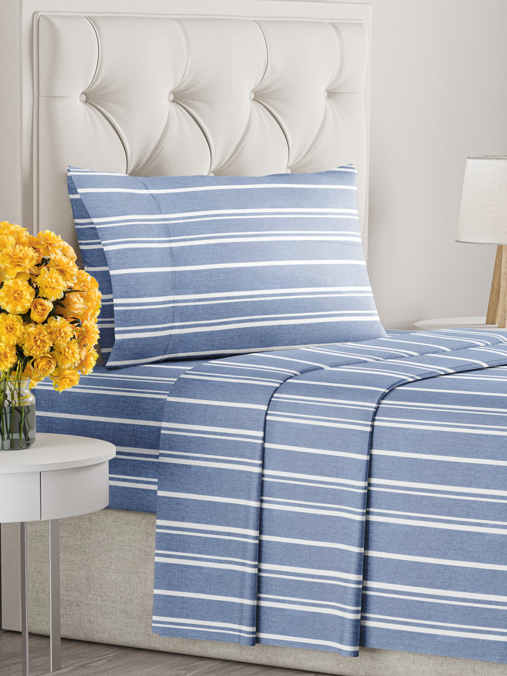 4 Piece Striped Sheet Set
