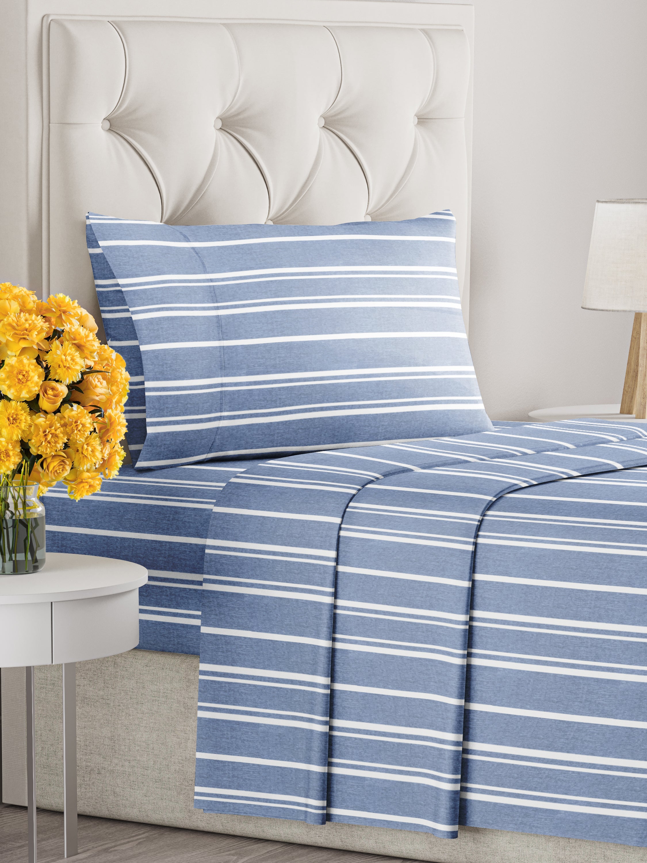 4 Piece Striped Sheet Set