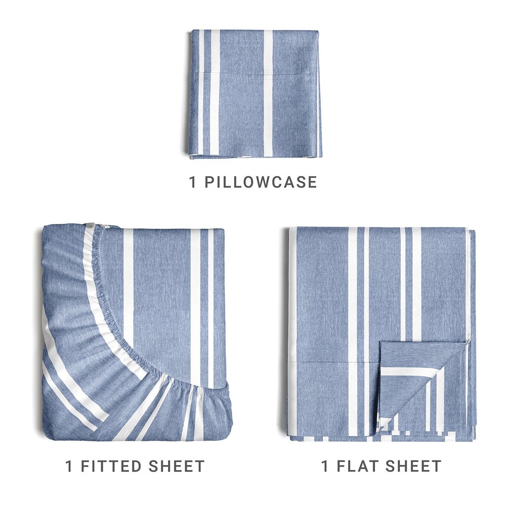 4 Piece Striped Sheet Set