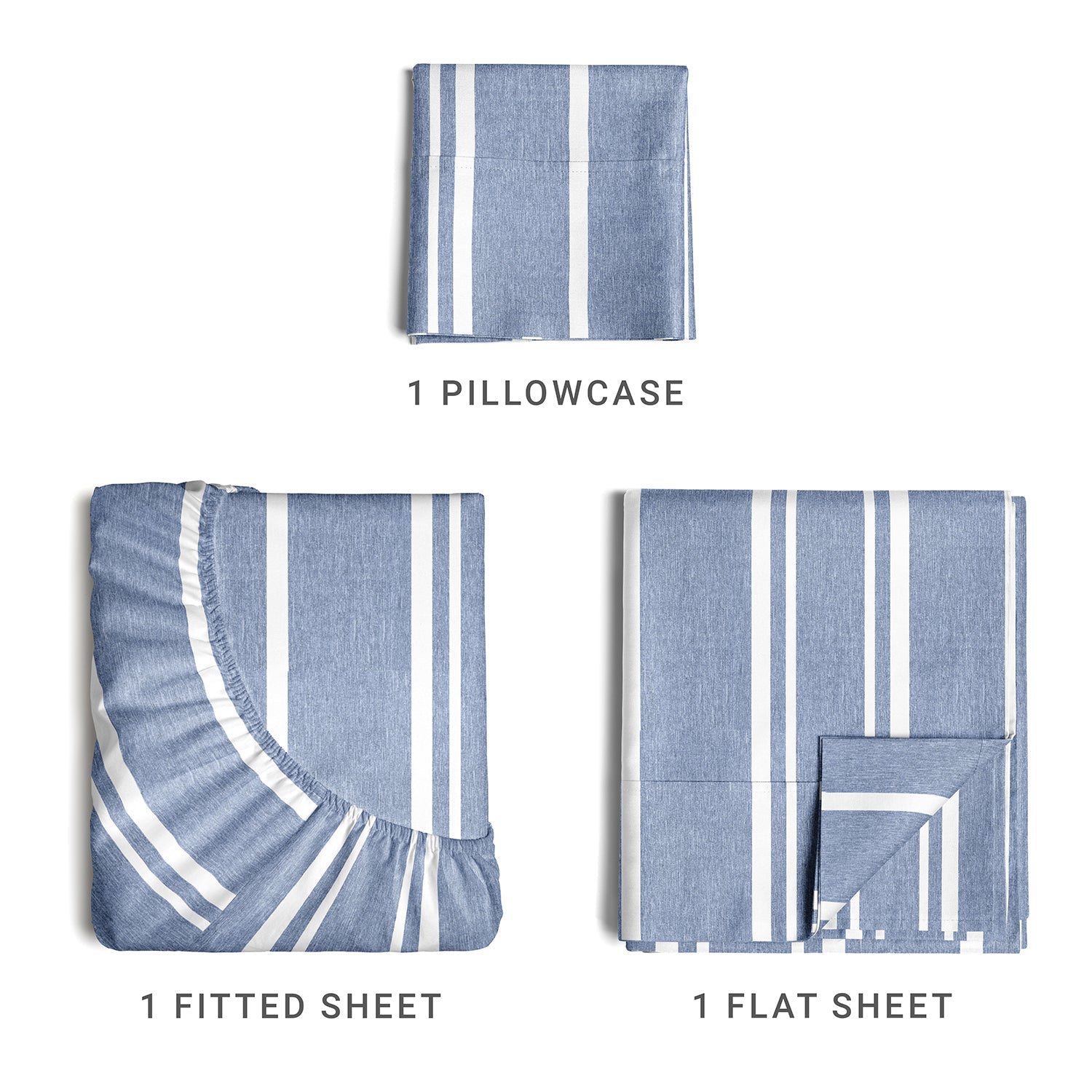 4 Piece Striped Sheet Set