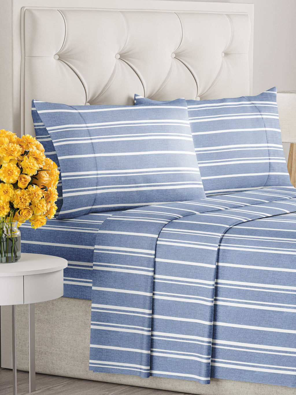 4 Piece Striped Sheet Set