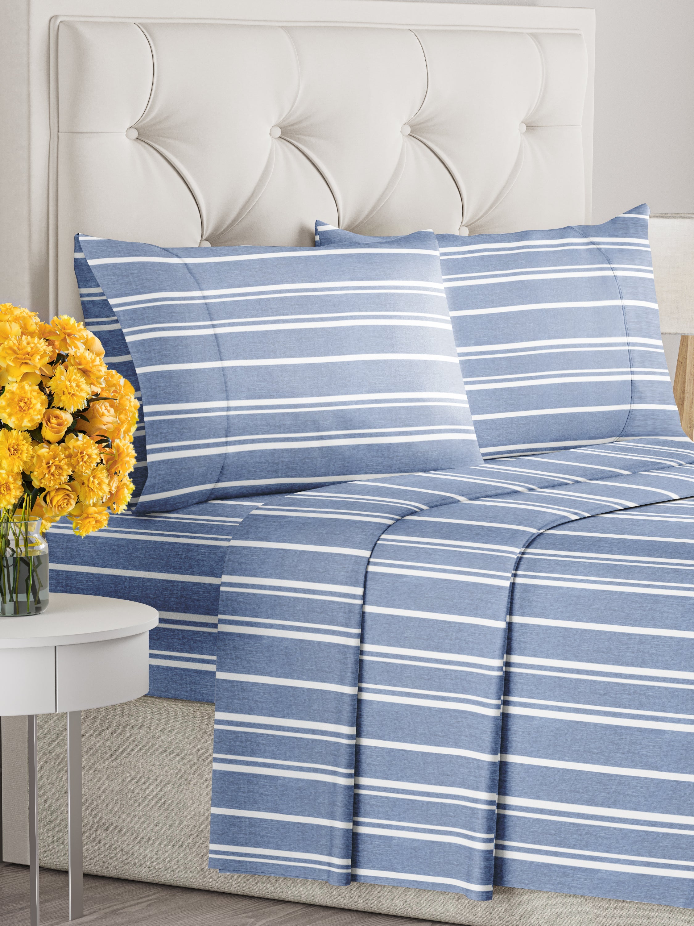 4 Piece Striped Sheet Set