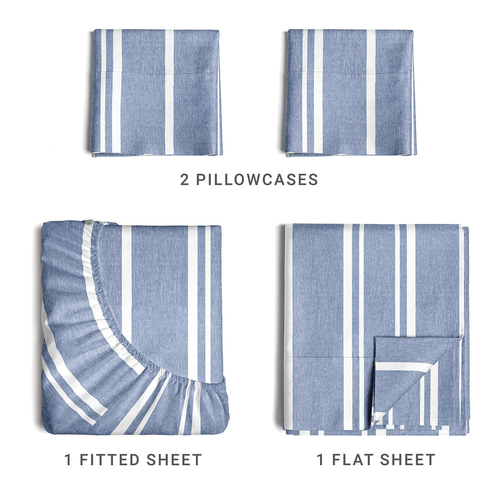 4 Piece Striped Sheet Set