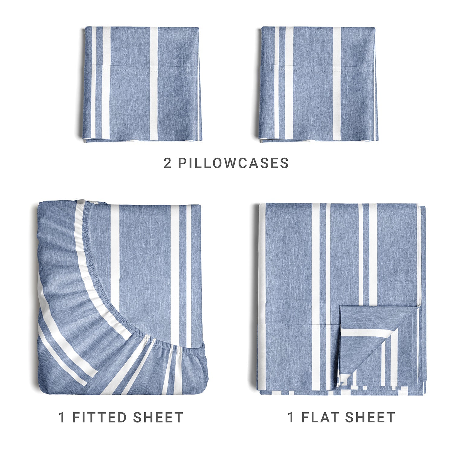 4 Piece Striped Sheet Set