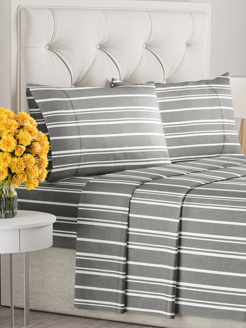 4 Piece Striped Sheet Set