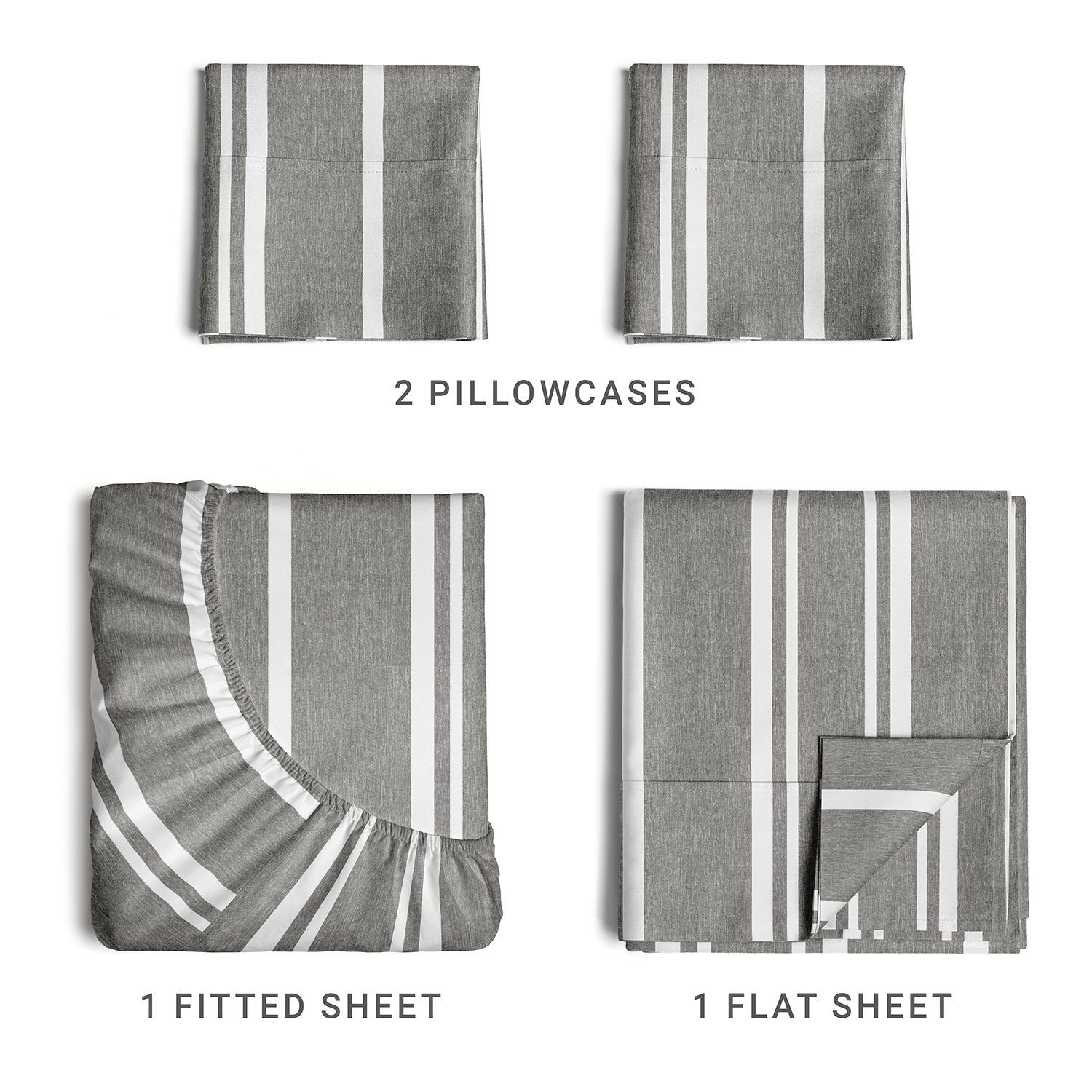 4 Piece Striped Sheet Set