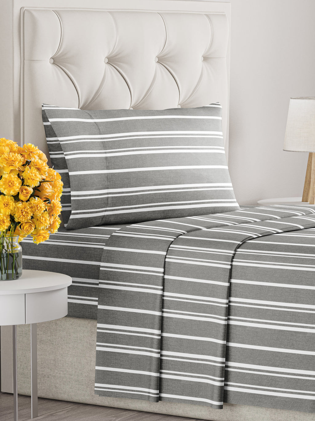 4 Piece Striped Sheet Set