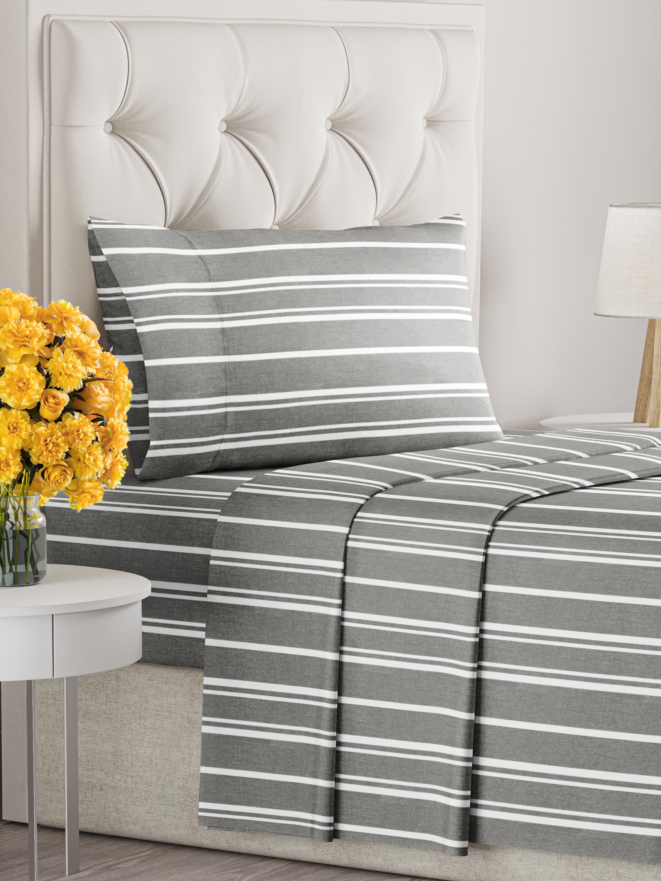 4 Piece Striped Sheet Set