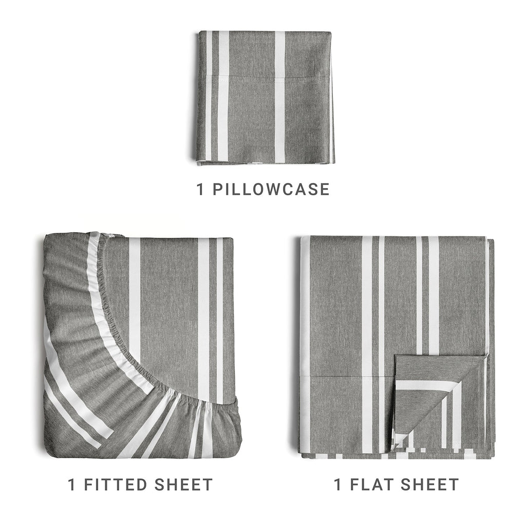 4 Piece Striped Sheet Set