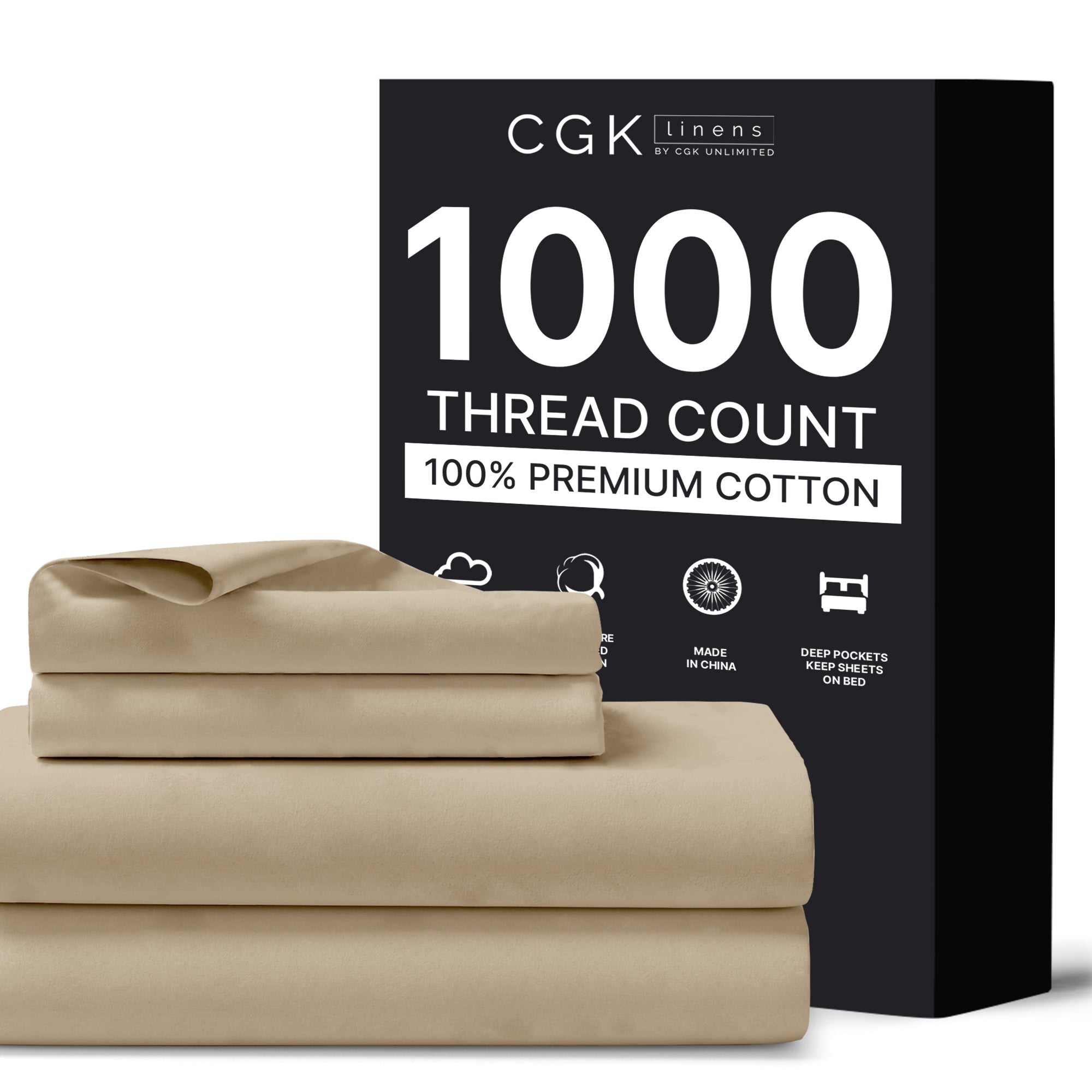 Cotton 1000 Thread Count 4 Piece Sheet Set