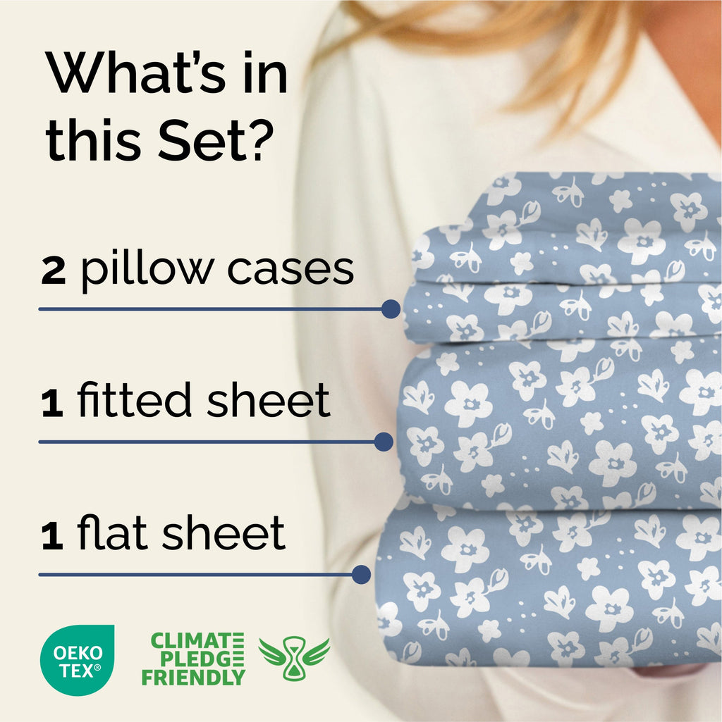 4 Piece Floral Sheet Set