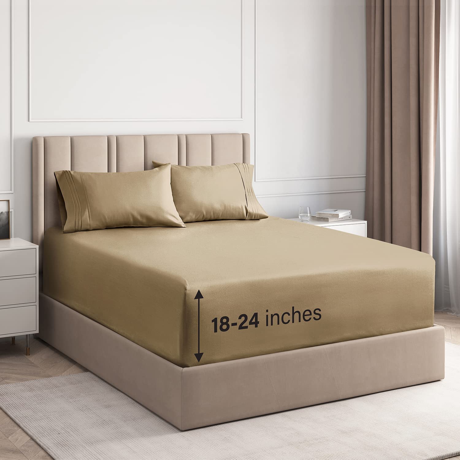 Cotton 400 Thread Count 4 Piece Deep Pocket Sheet Set
