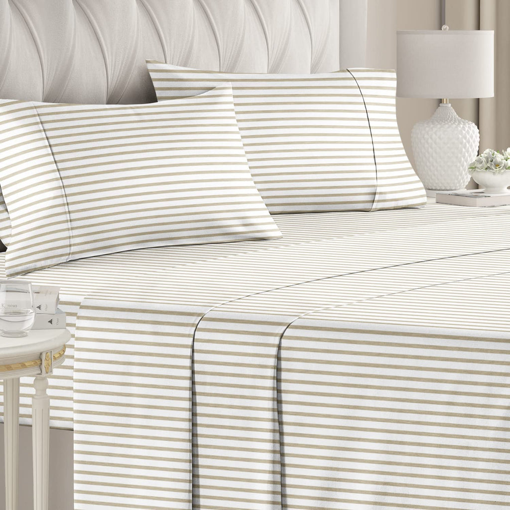 4 Piece Striped Sheet Set