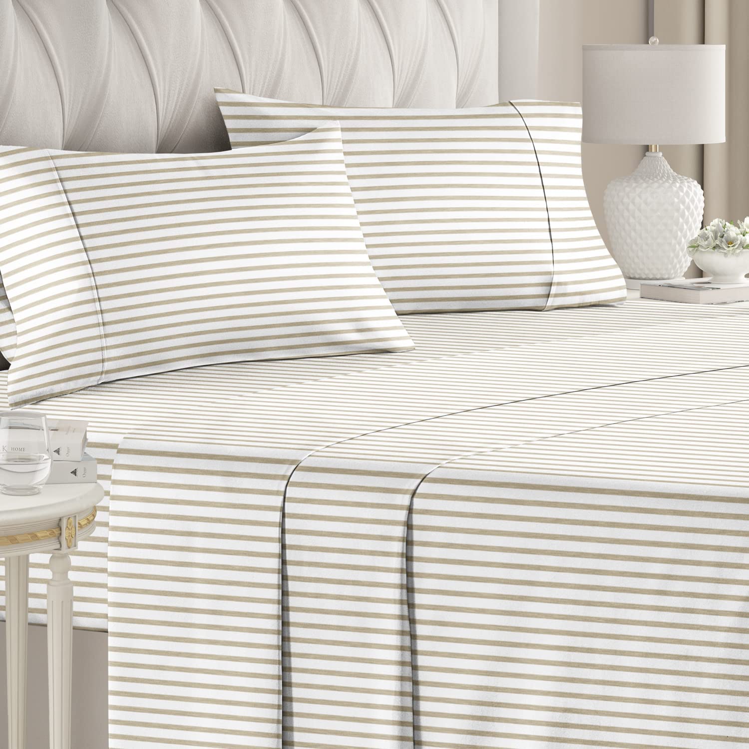 4 Piece Striped Sheet Set