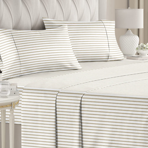 4 Piece Striped Sheet Set