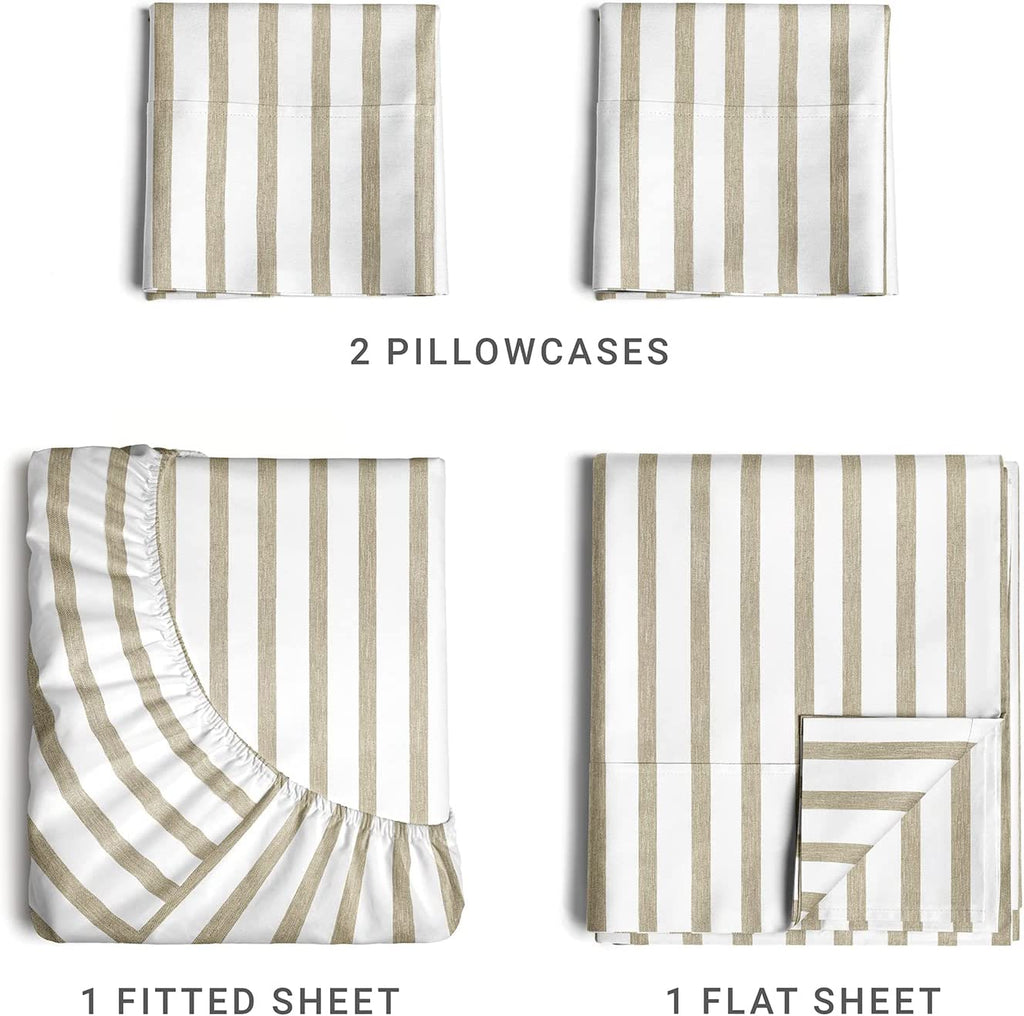 4 Piece Striped Sheet Set