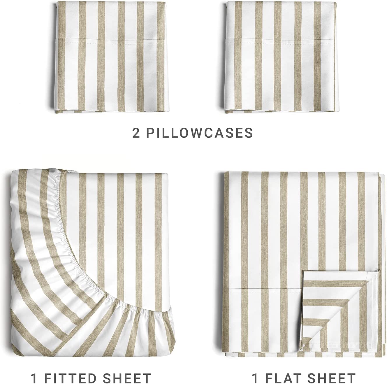 4 Piece Striped Sheet Set