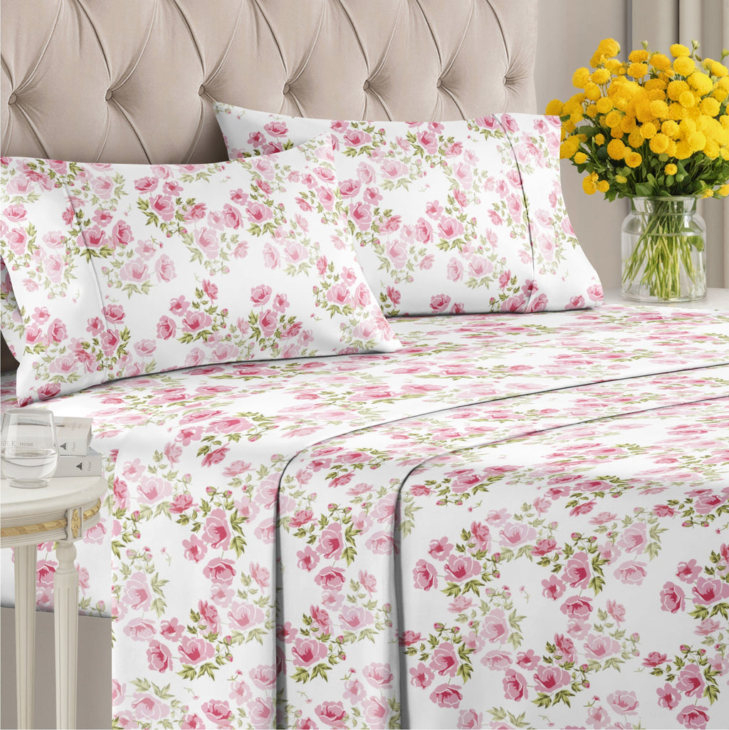 4 Piece Floral Sheet Set