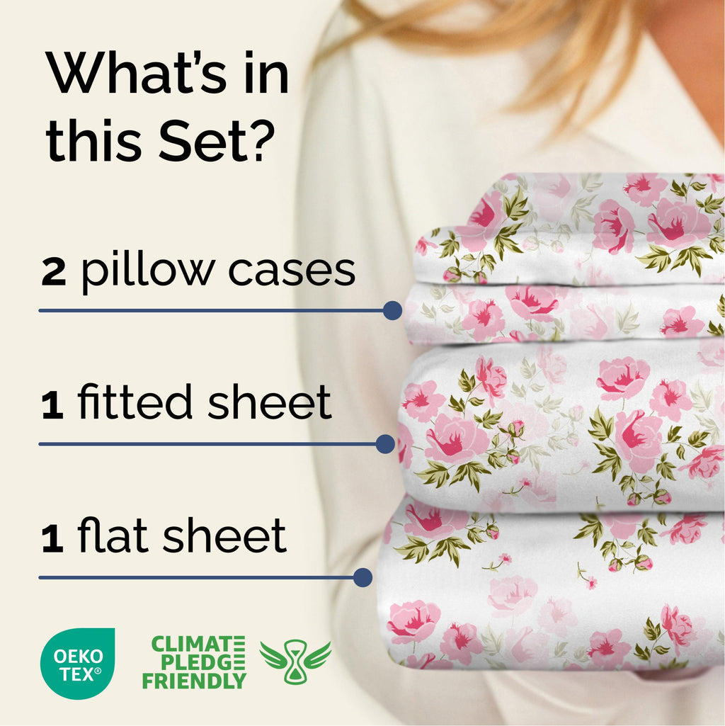 4 Piece Floral Sheet Set