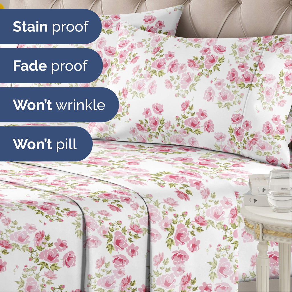 4 Piece Floral Sheet Set