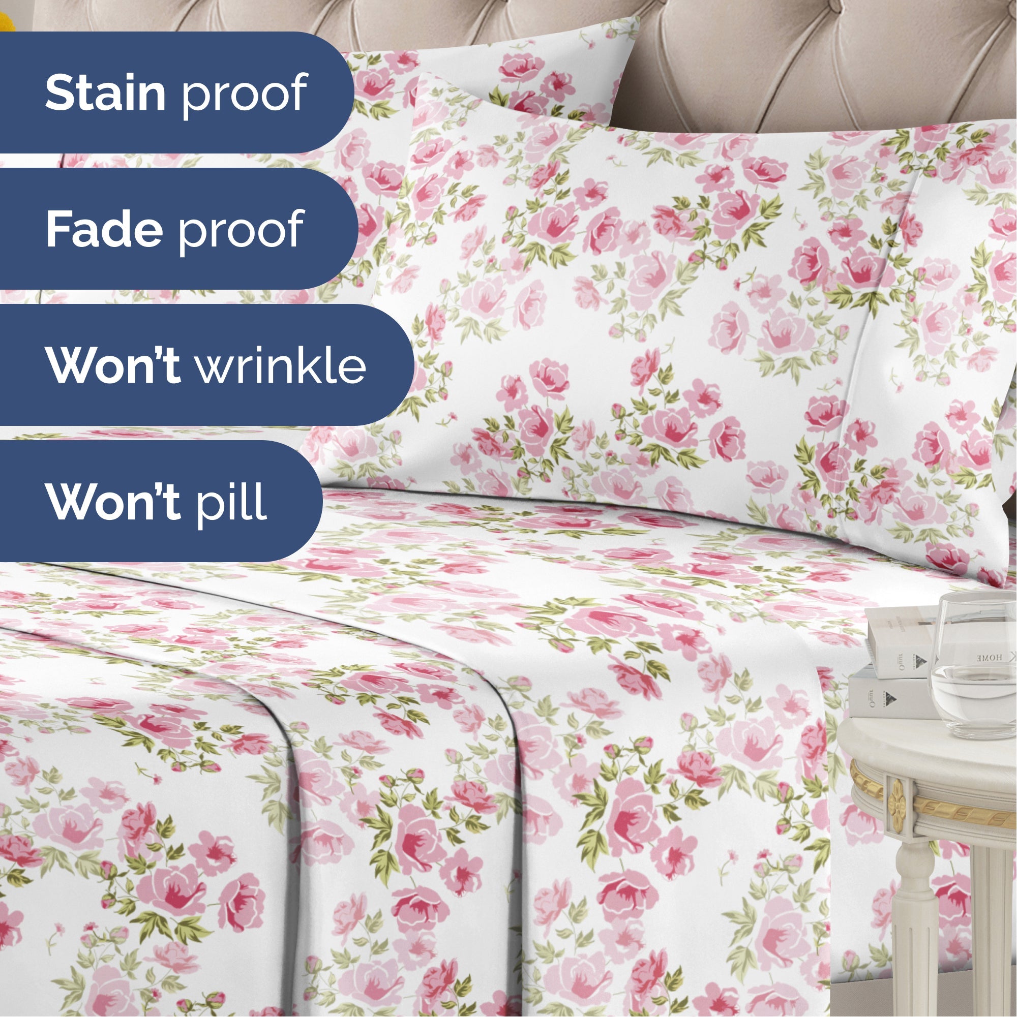 4 Piece Floral Sheet Set