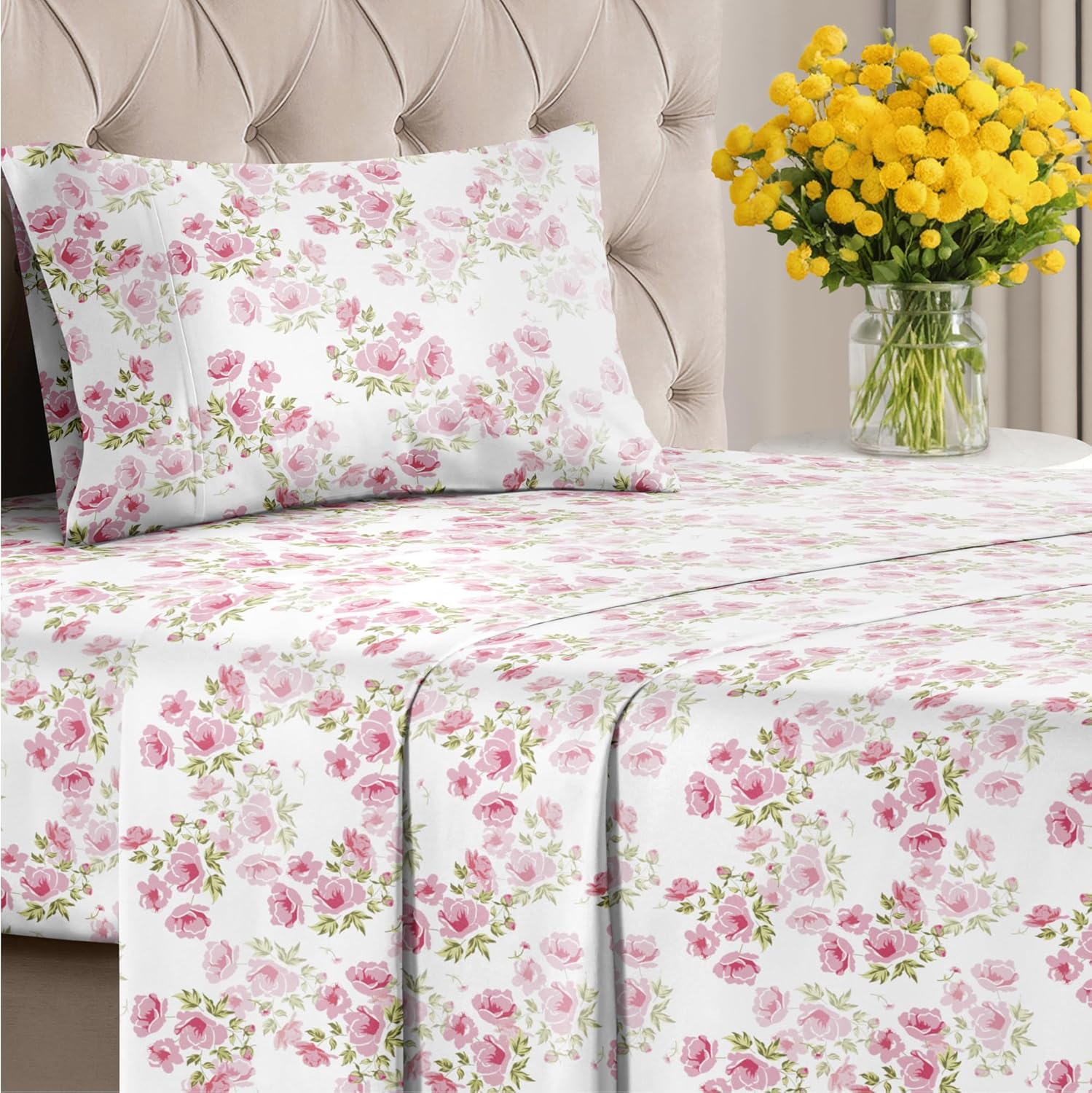 4 Piece Floral Sheet Set