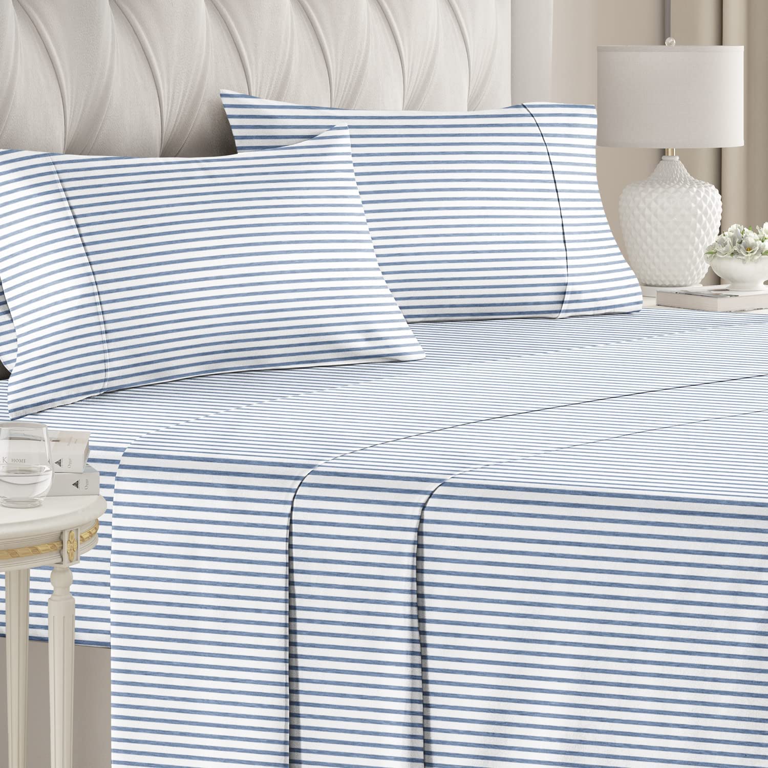 4 Piece Striped Sheet Set