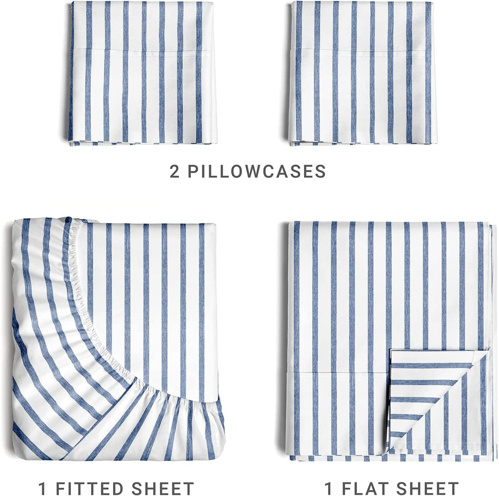 4 Piece Striped Sheet Set