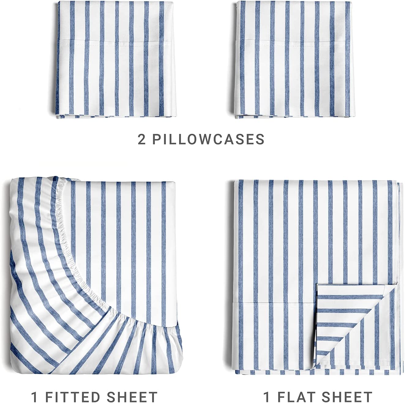 4 Piece Striped Sheet Set
