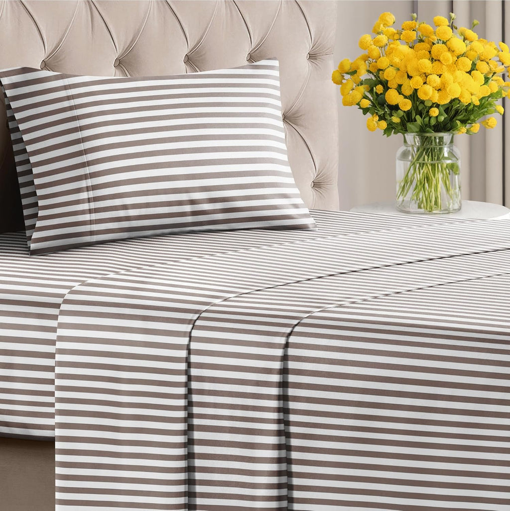 4 Piece Striped Sheet Set
