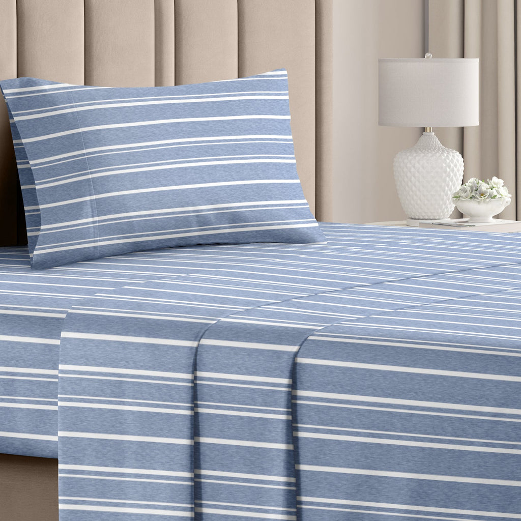 4 Piece Striped Sheet Set