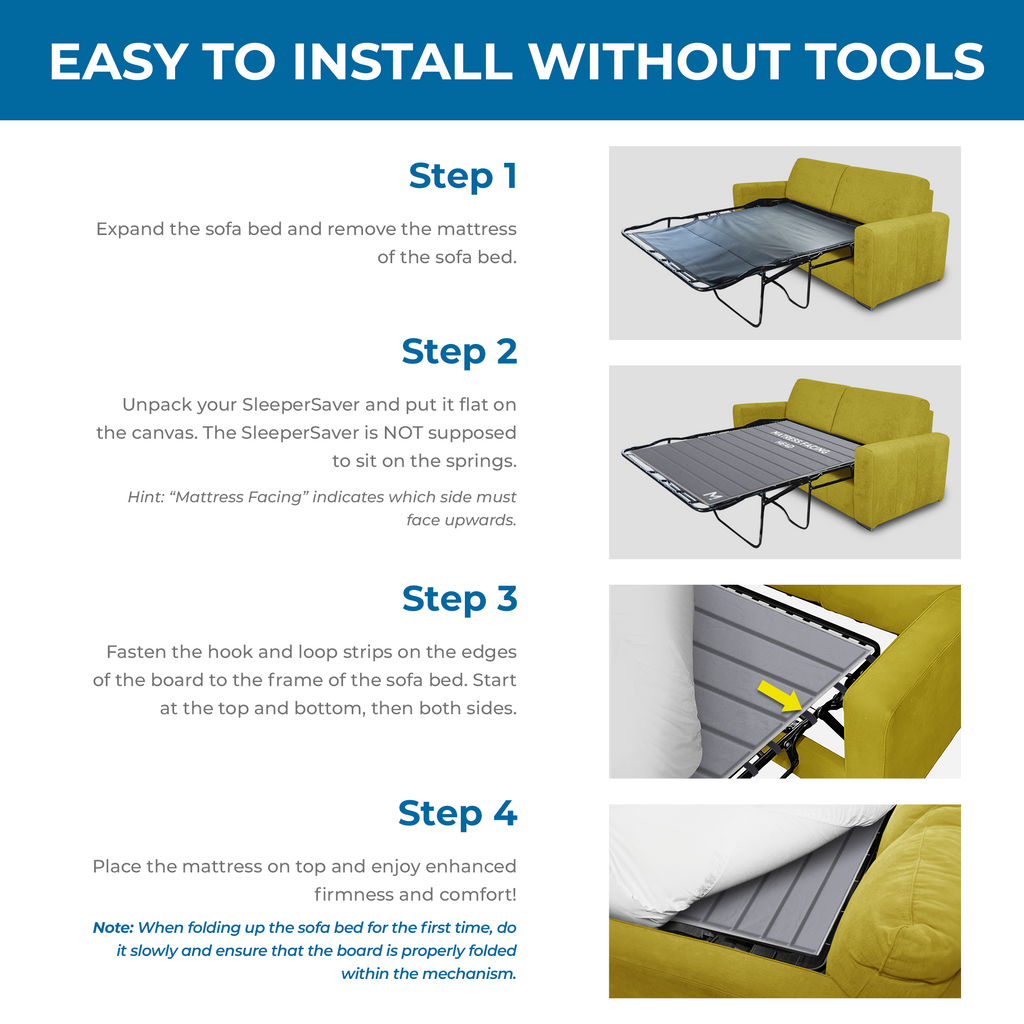 SleeperSaver™ Pro — Permanently Installed Sofa Bed Support Board