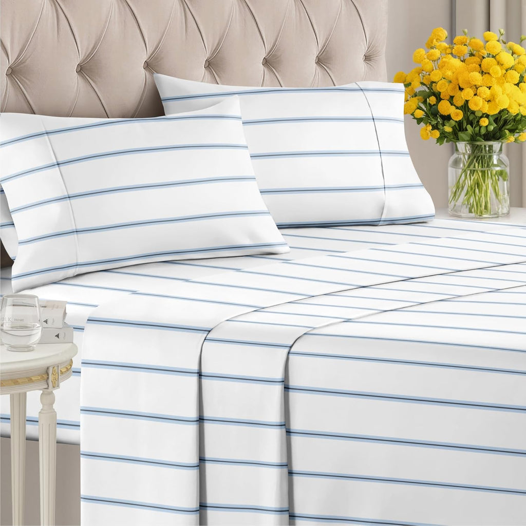 4 Piece Striped Sheet Set