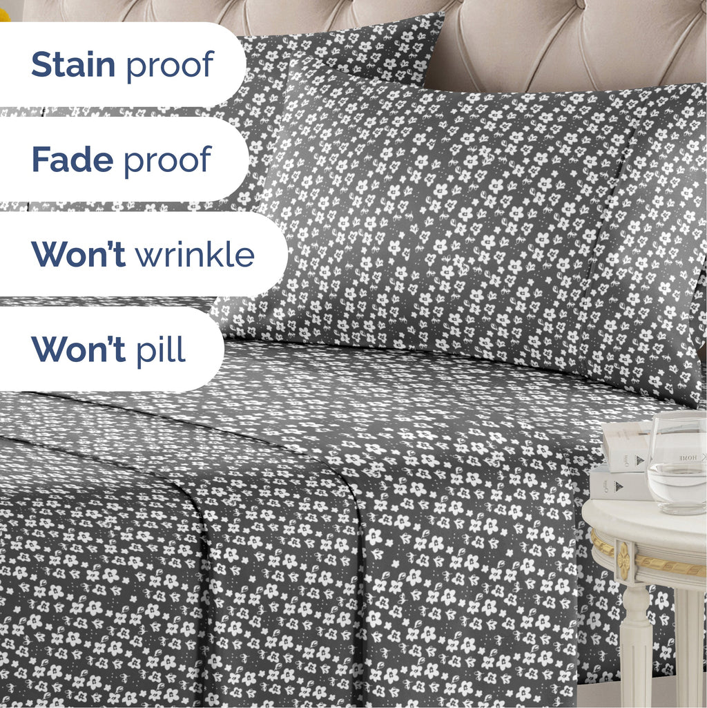 4 Piece Floral Sheet Set