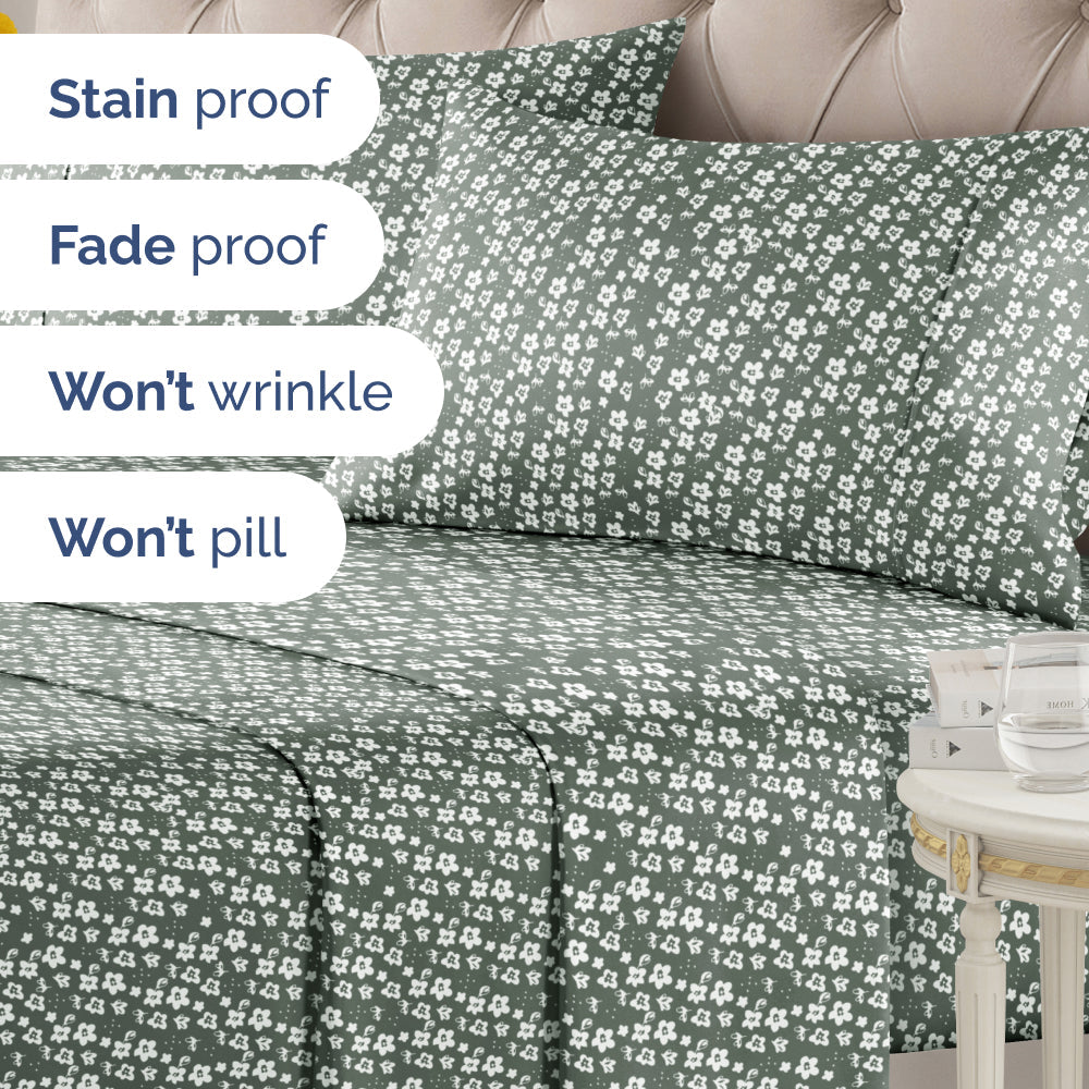 4 Piece Floral Sheet Set