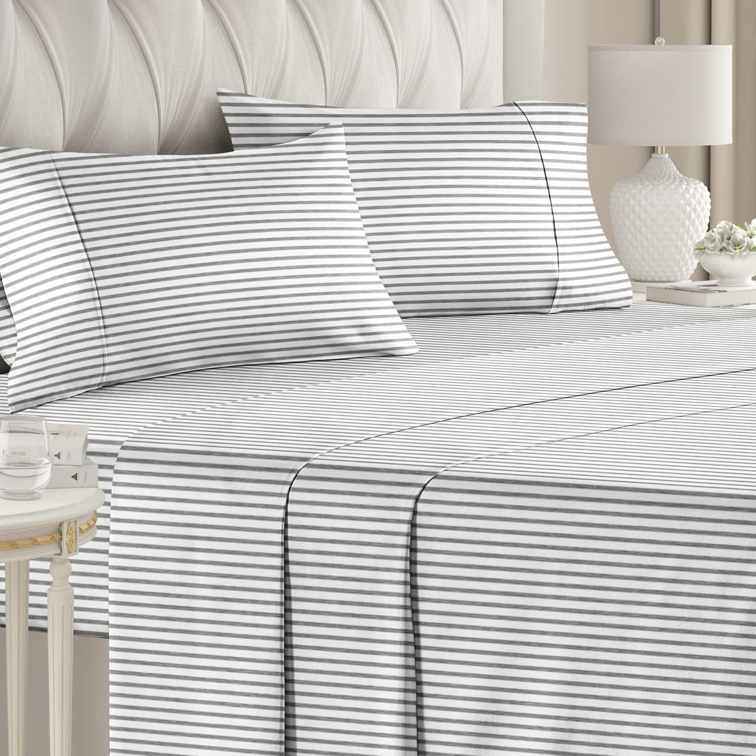 4 Piece Striped Sheet Set