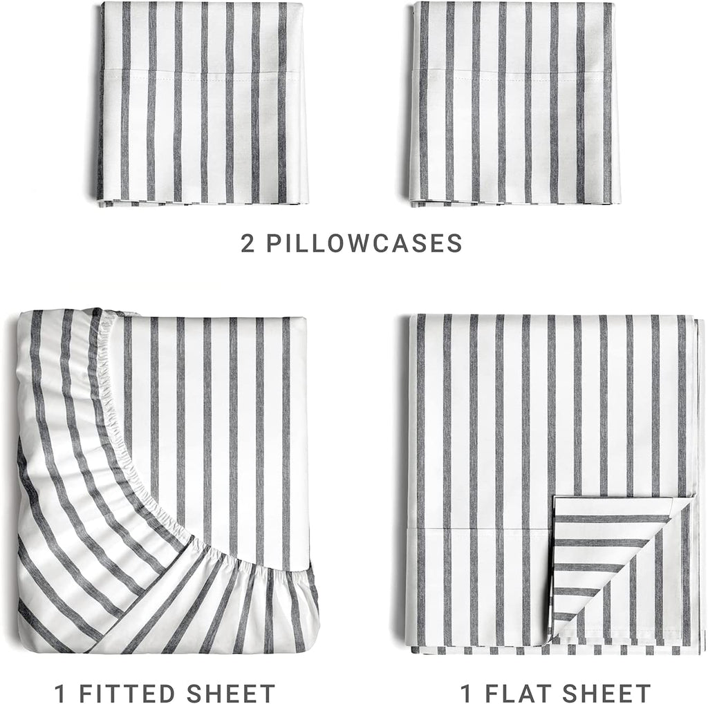 4 Piece Striped Sheet Set