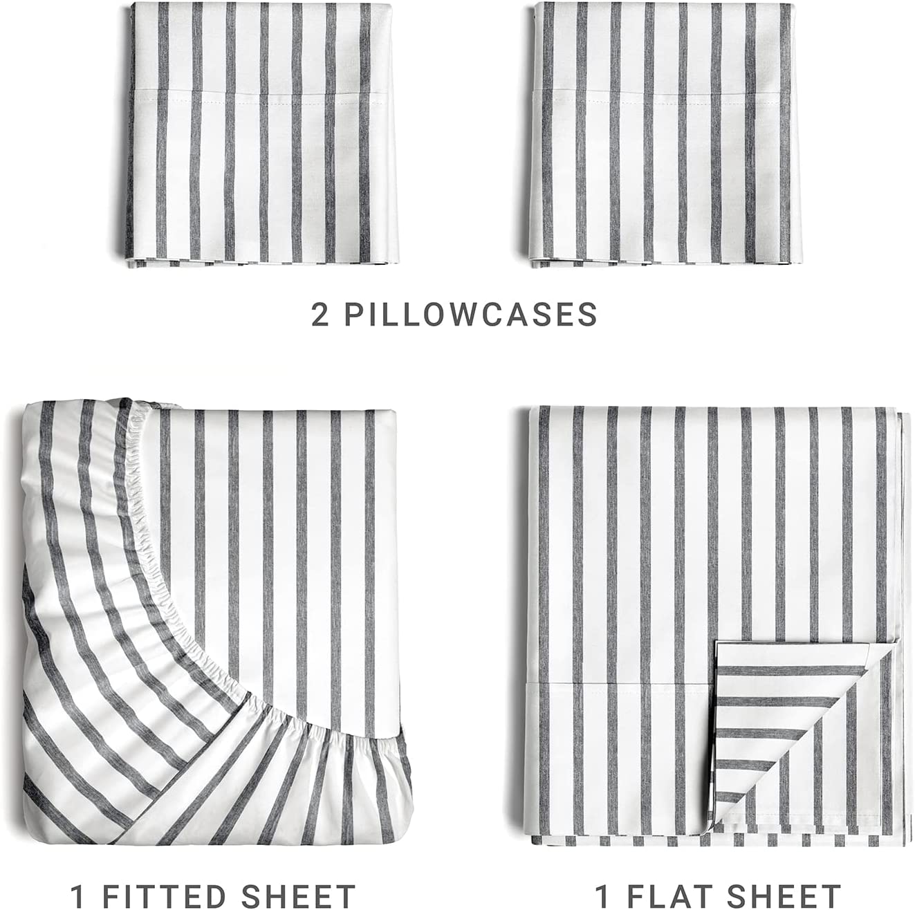 4 Piece Striped Sheet Set
