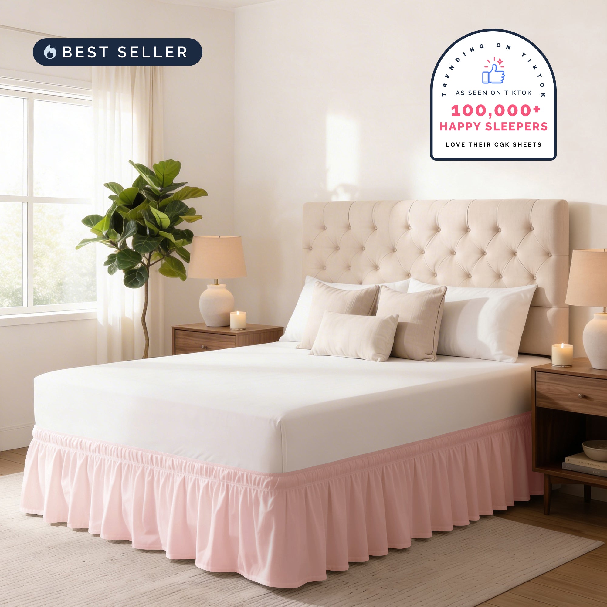 Ruffled Elastic Wrap Around Bedskirt 12 Inch Drop